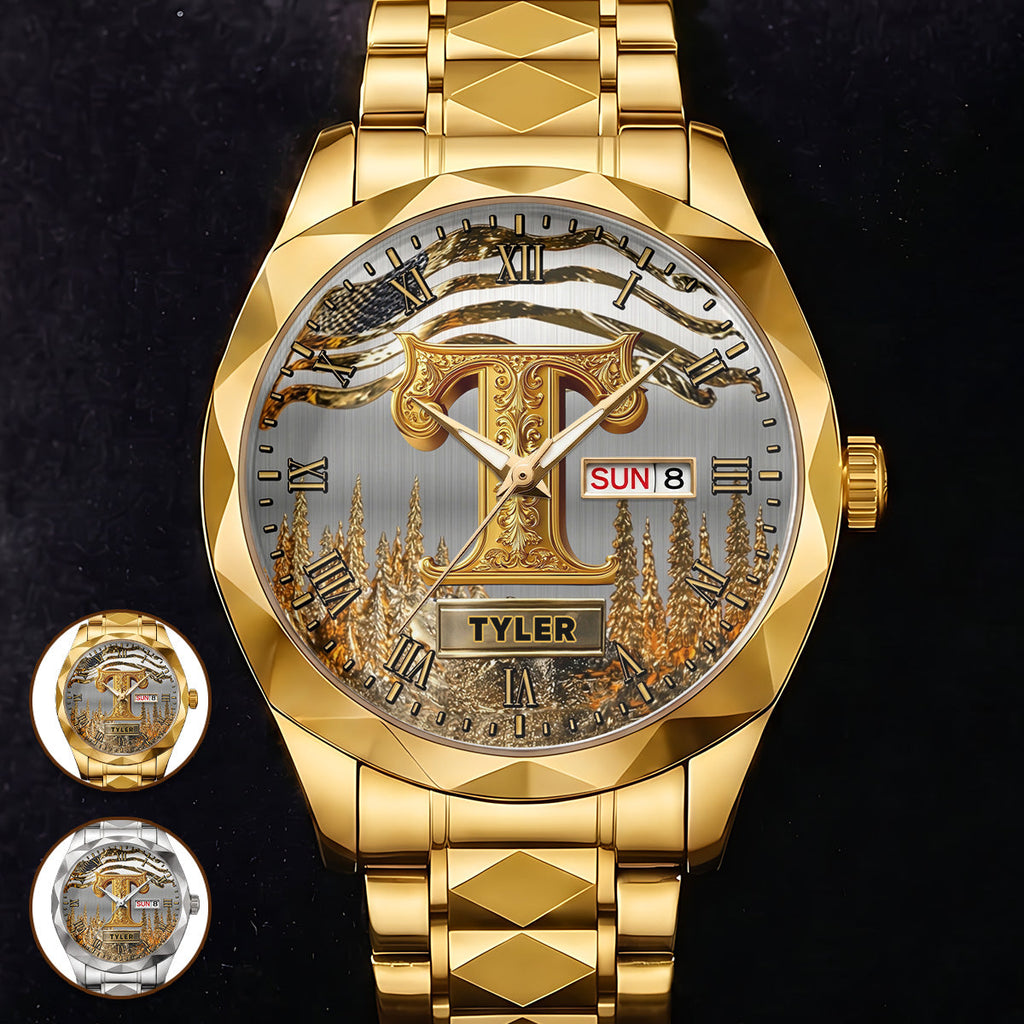 Name Initial Alphabet - Personalized Men's Wrist Watch