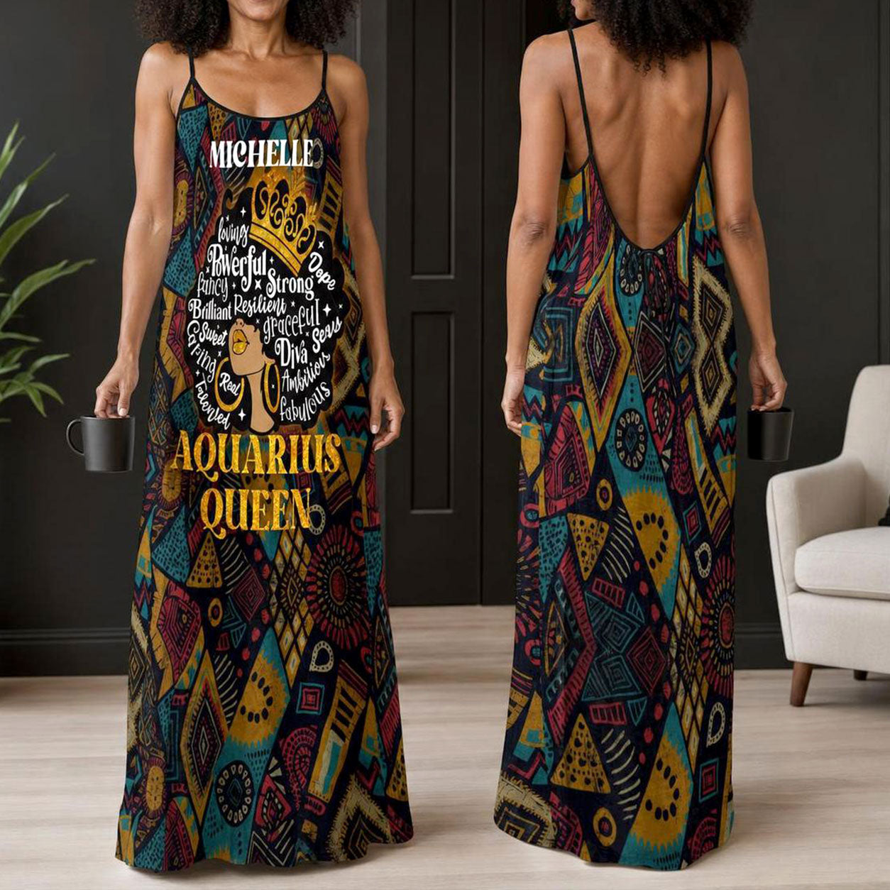 Zodiac Queen - Personalized Backless Cami Maxi Dress