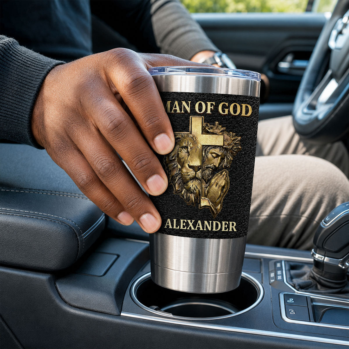 Man Of God - Personalized 20oz Leather Wrapped Tumbler