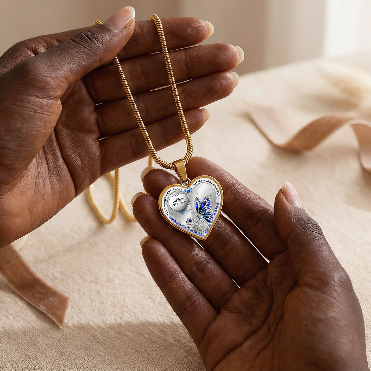 Your Wings Were Ready But My Heart Was Not - Personalized Heart Necklace