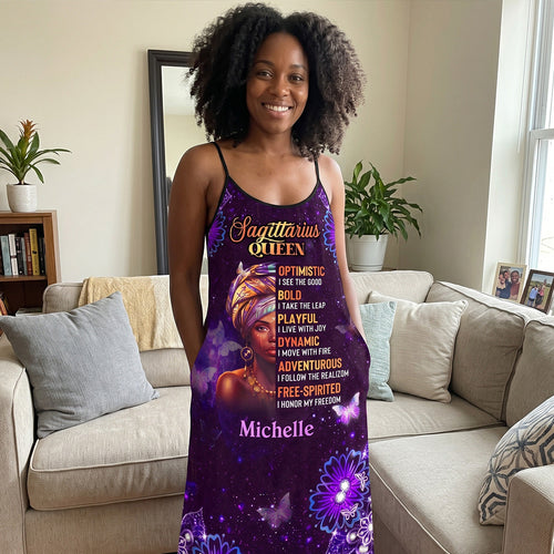 12 Zodiac Signs - Personalized Backless Cami Maxi Dress