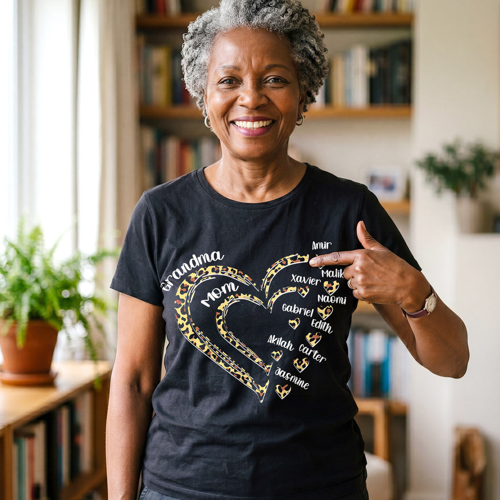 Grandma Mom Heart - Personalized 2D Unisex T-shirt