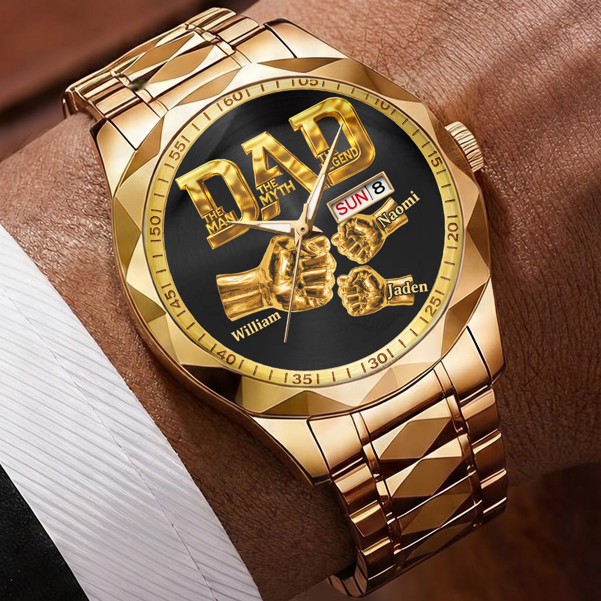 Dad The Man The Myth The Legend - Personalized Men's Wrist Watch