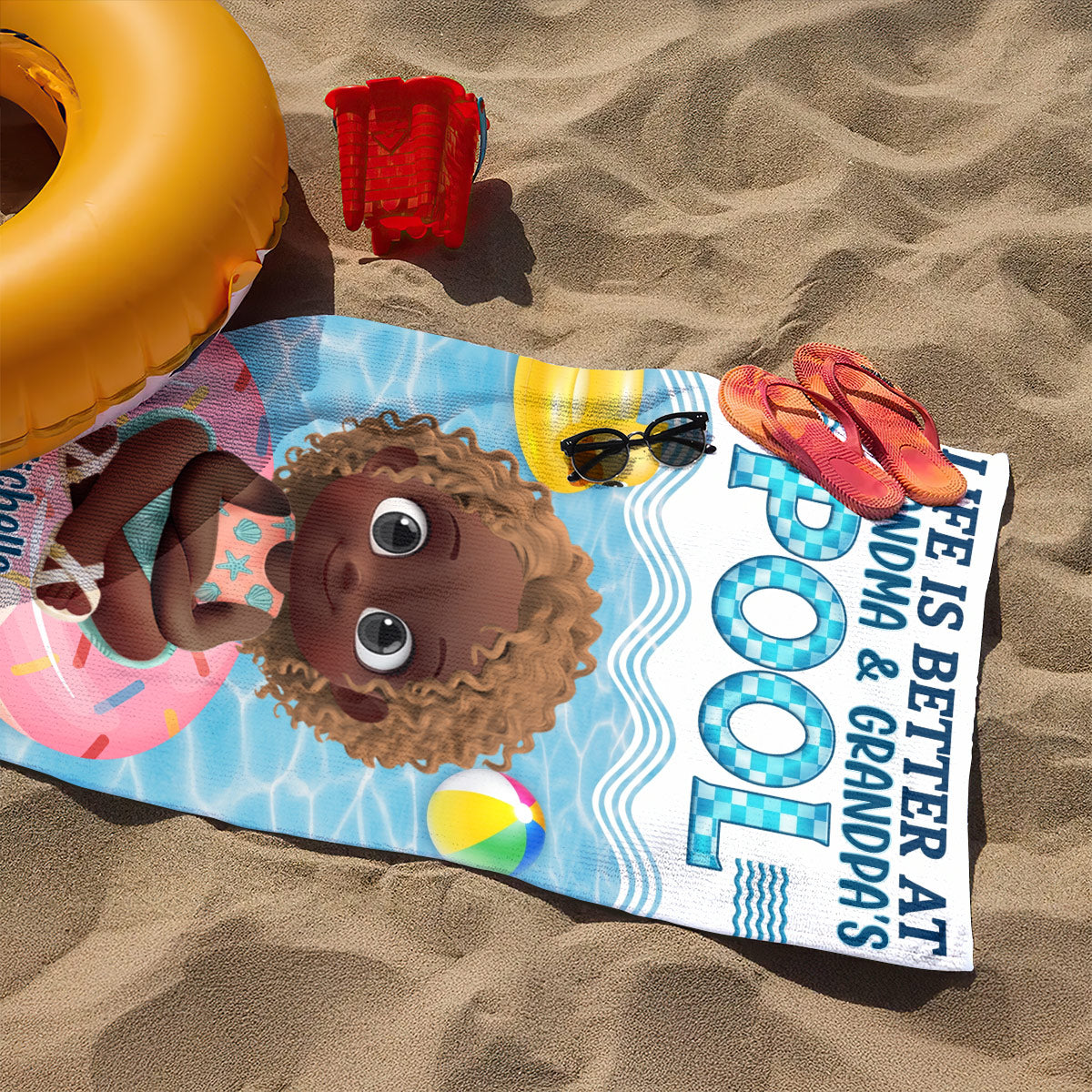 Life Is Better at Grandma & Grandpa's Pool - Personalized Beach Towel