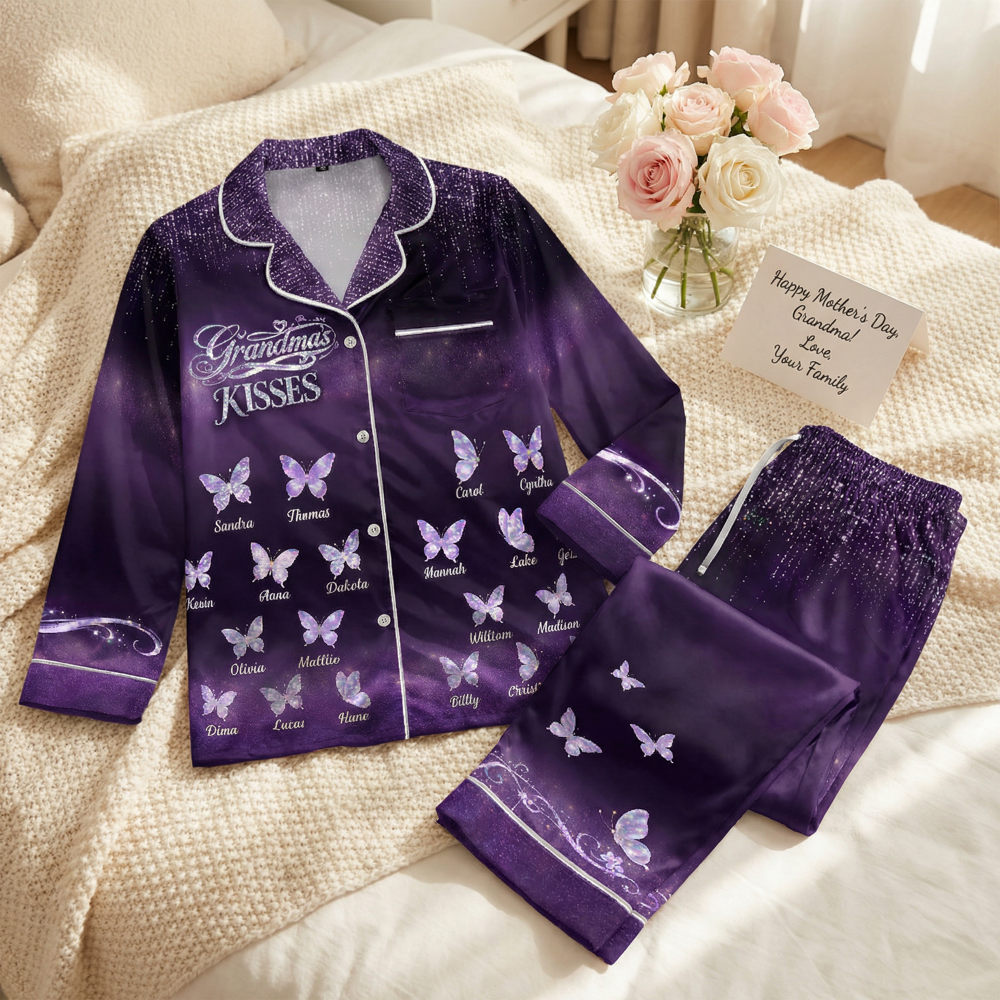 Grandma's Kisses - Personalized Satin PJM Set