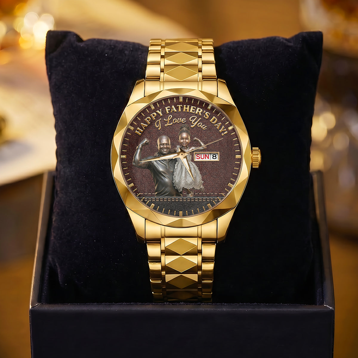 Custom Photo Dad Grandpa Family - Personalized Men's Wrist Watch