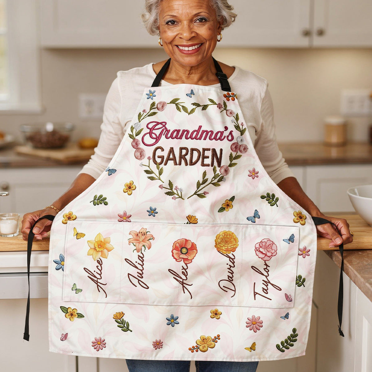 Grandma's Garden - Personalized Apron With Pocket