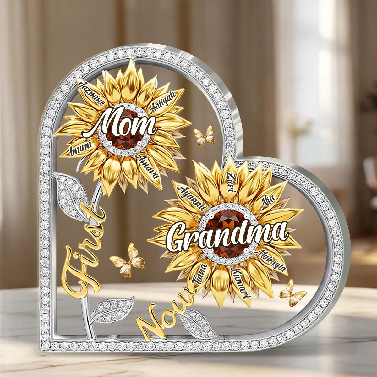 Sunflower For Mom And Grandma - Personalized Custom Shaped Acrylic Plaque