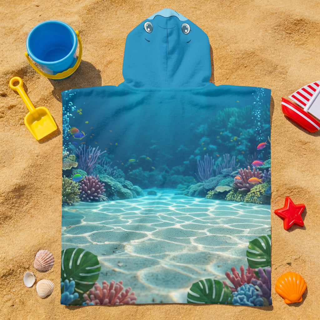 Dolphin Alphabet Summer Beach For Kid - Personalized Kids Hooded Beach Towel
