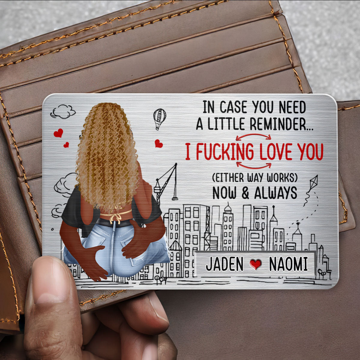 I Love You Now And Always - Personalized Aluminum Wallet Card
