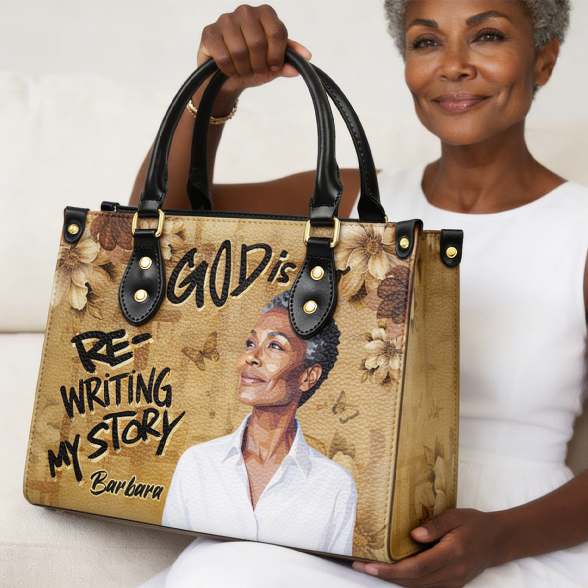 God Is Rewriting My Story - Personalized Leather Handbag
