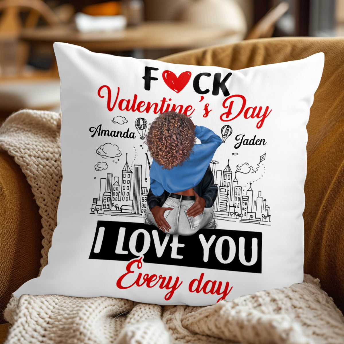 I Love You Every Day - Personalized Crystal Velvet Pillow