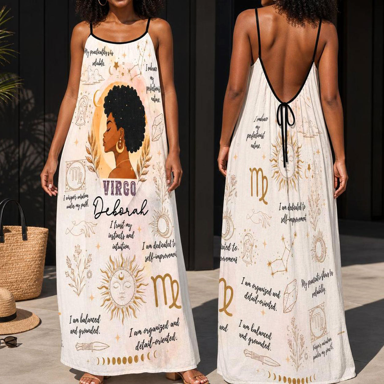 12 Zodiac Signs Ver 2 - Personalized Backless Cami Maxi Dress