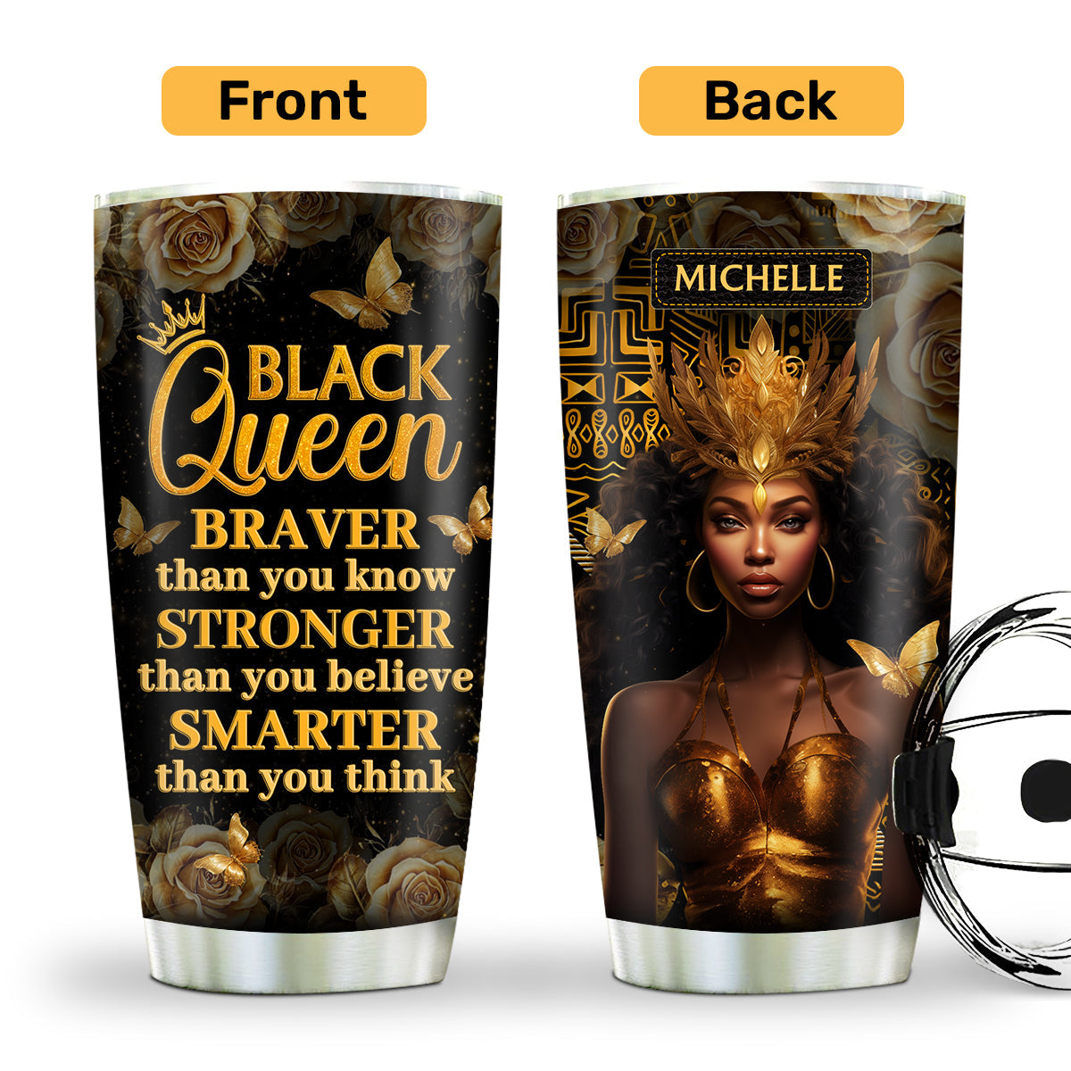 I Am A Black Queen - Personalized Stainless Steel Tumbler