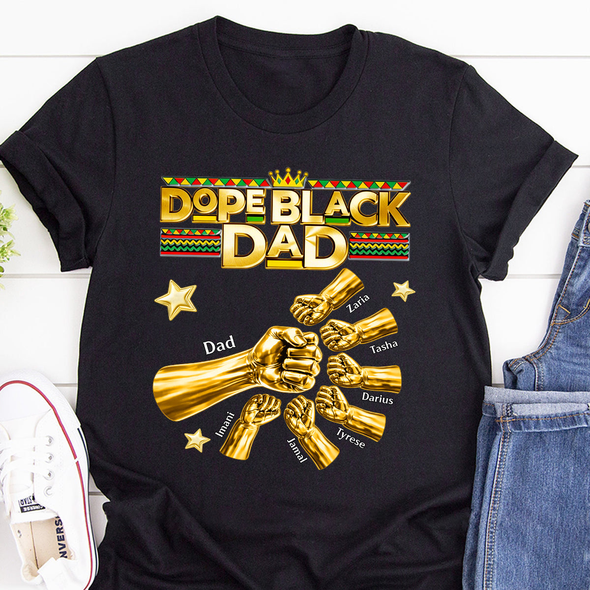 Dope Black Dad - Personalized 2D Unisex T-shirt