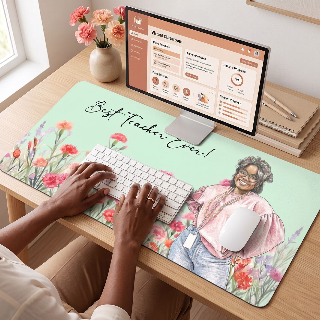 Best Teacher Birth Month Gift For Teacher - Personalized Leather Desk Mat