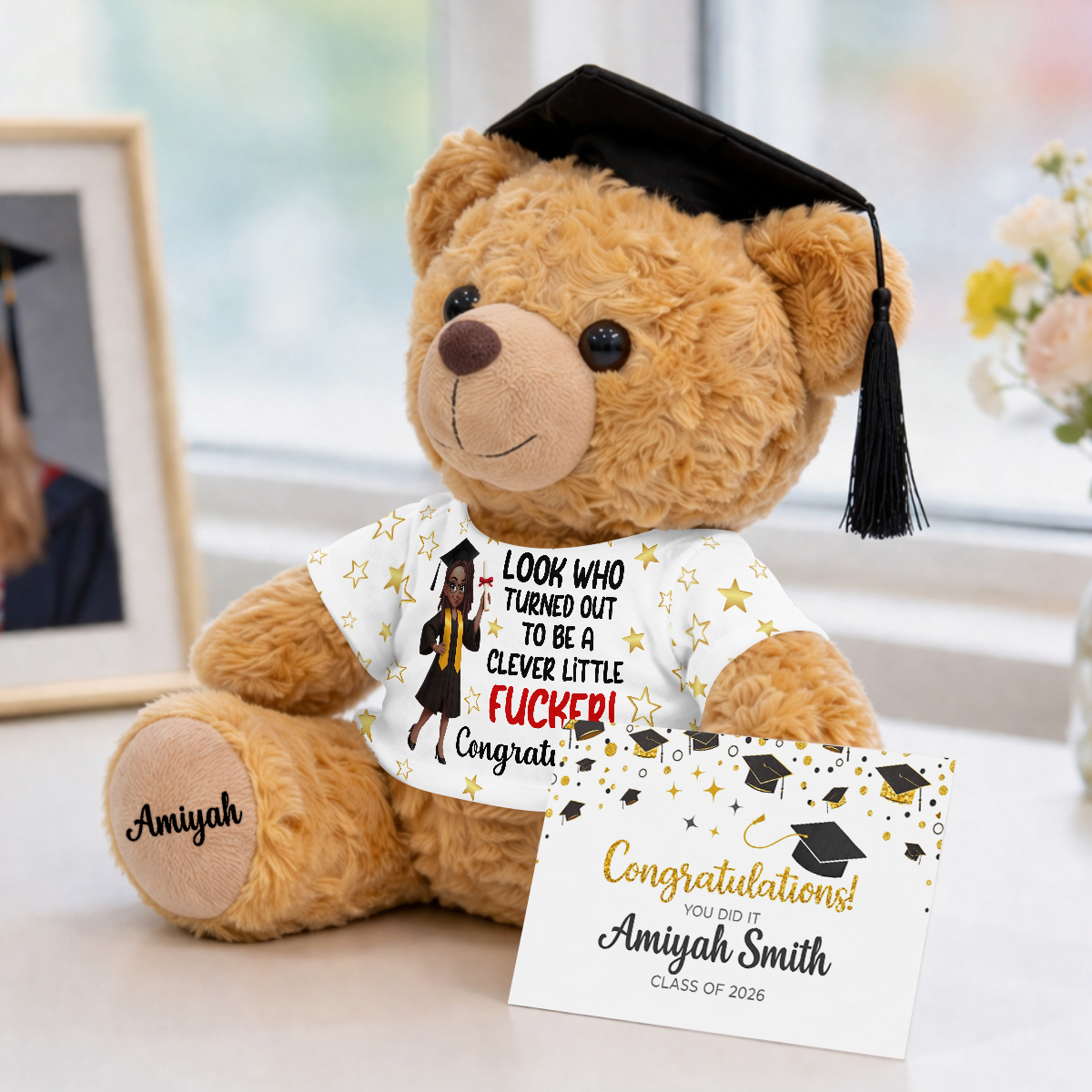 A Clever Little Fucker - Personalized Graduation Bear With Card