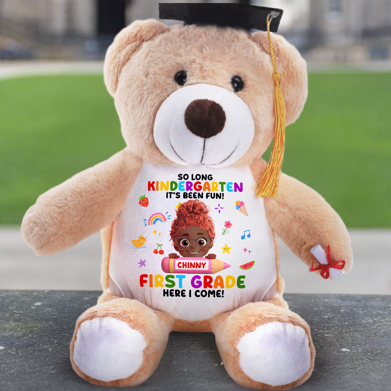 So Long Kindergarten It's Been Fun - Personalized Graduation Teddy Bear