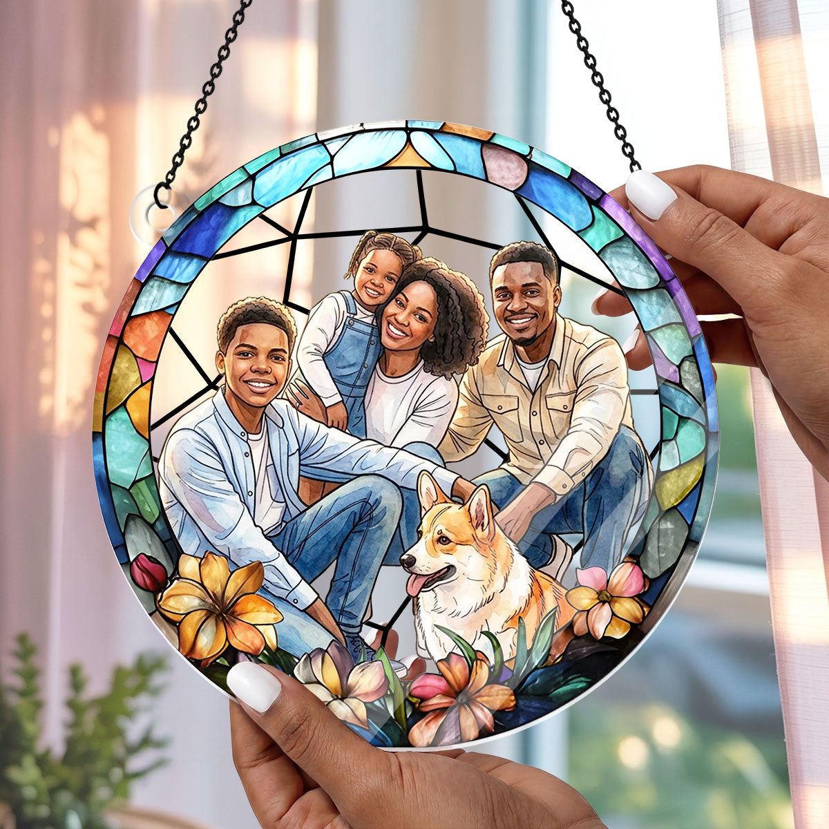 Custom Photo Style Suncatcher For Family And Bestie - Personalized Acrylic Suncatcher