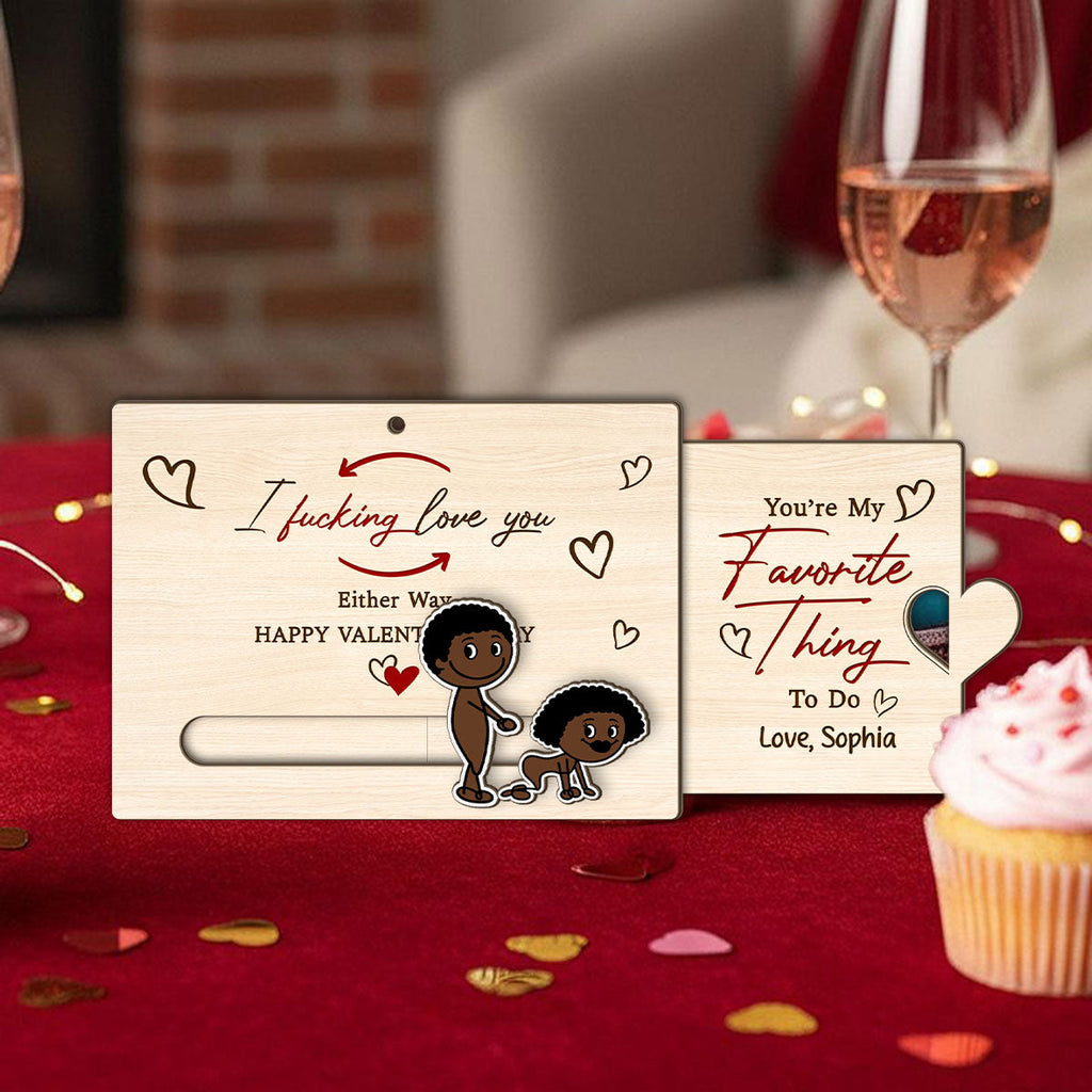 I Fcking Love You Funny Inappropriate Couple - Personalized Wooden Slider Ornament