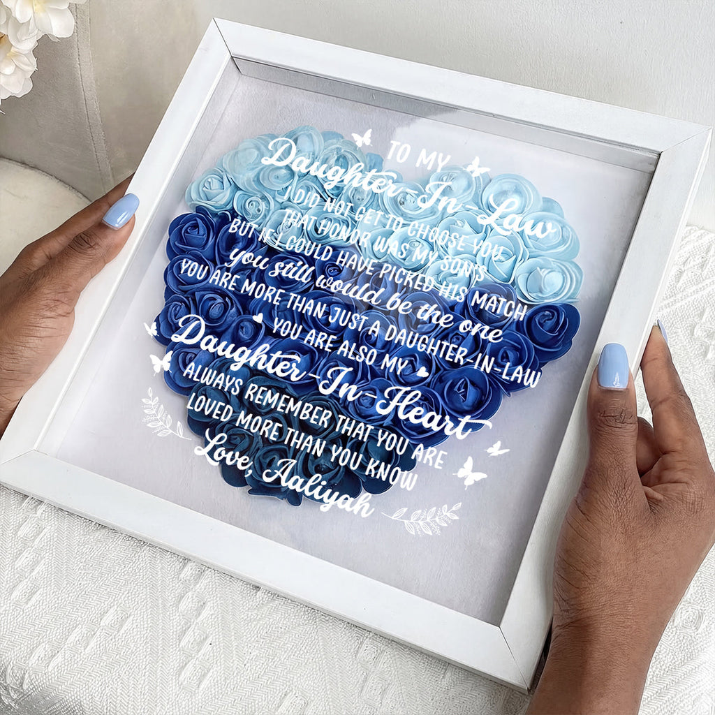 You Are My Daughter In Heart - Personalized Heart Flower Shadow Box