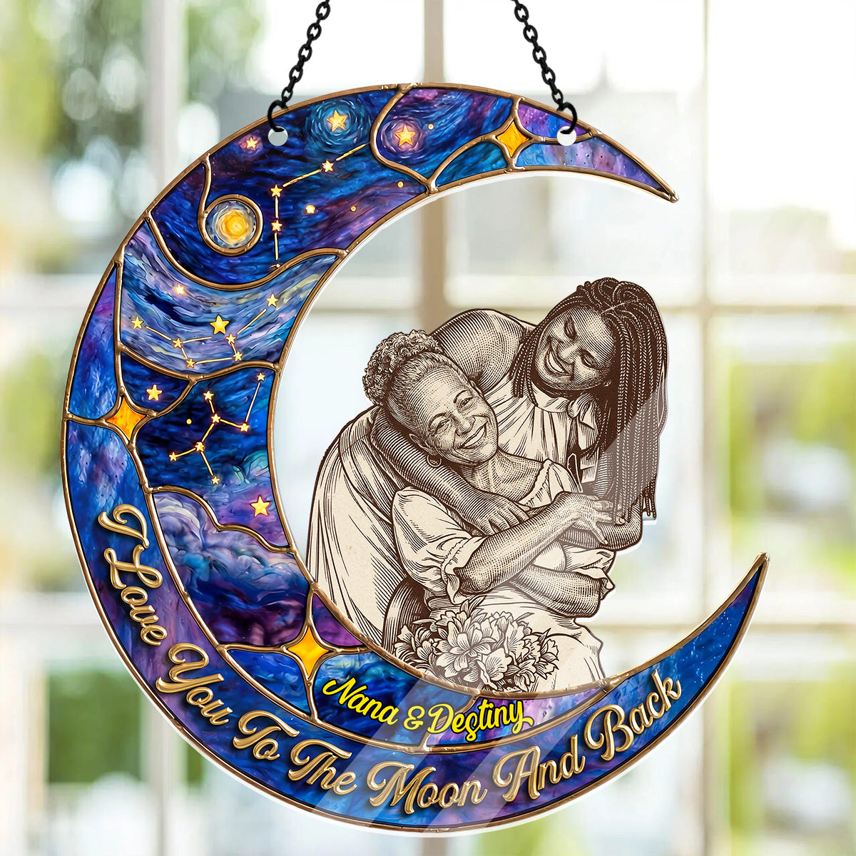 I Love You To The Moon And Back Custom Photo - Personalized Acrylic Suncatcher