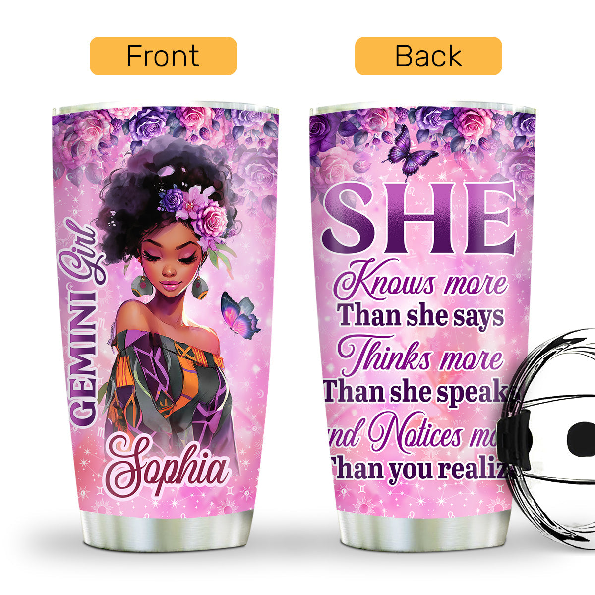 She Knows More Than She Says - Personalized Stainless Steel Tumbler