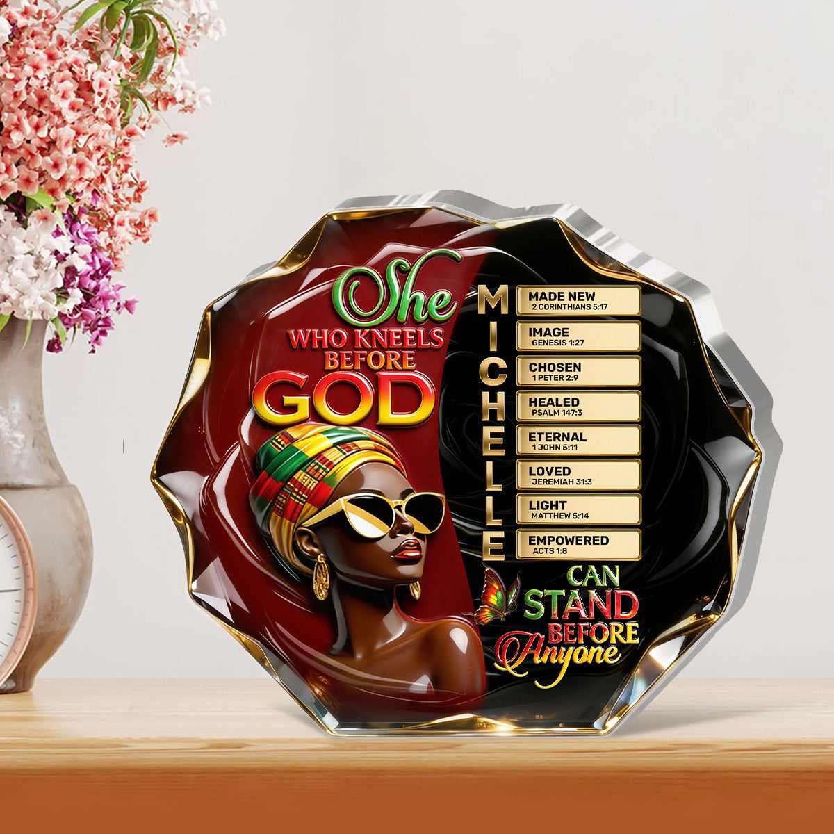She Who Kneels Before God Can Stand Before Anyone - Personalized Custom Shaped Acrylic Plaque