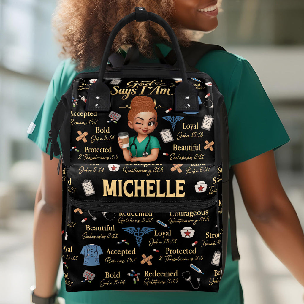 God Says I Am A Nurse - Personalized Duckbilled Backpack