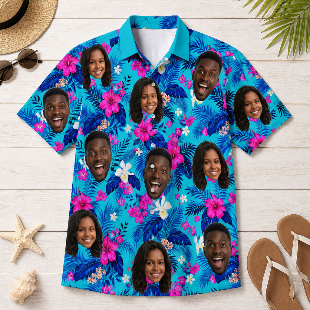 Tropical Funny Couple Upload Photo - Personalized Hawaiian Shirt