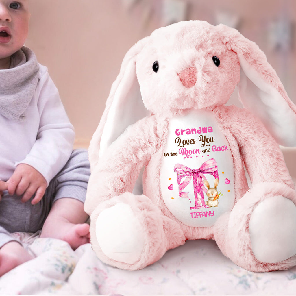 Grandma Loves You To The Moon And Back - Personalized Stuffed Bunny