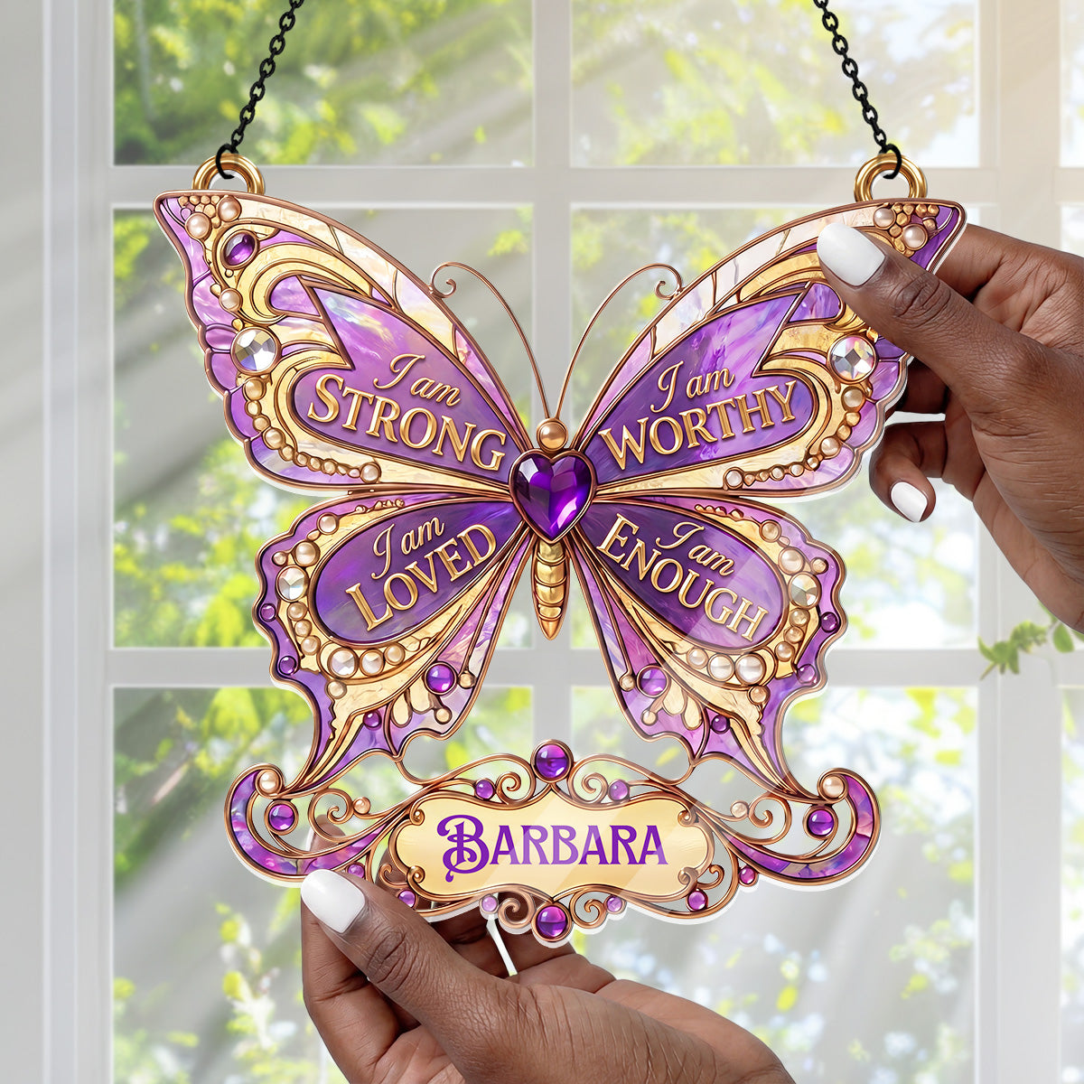 I Am Strong - Personalized Acrylic Suncatcher