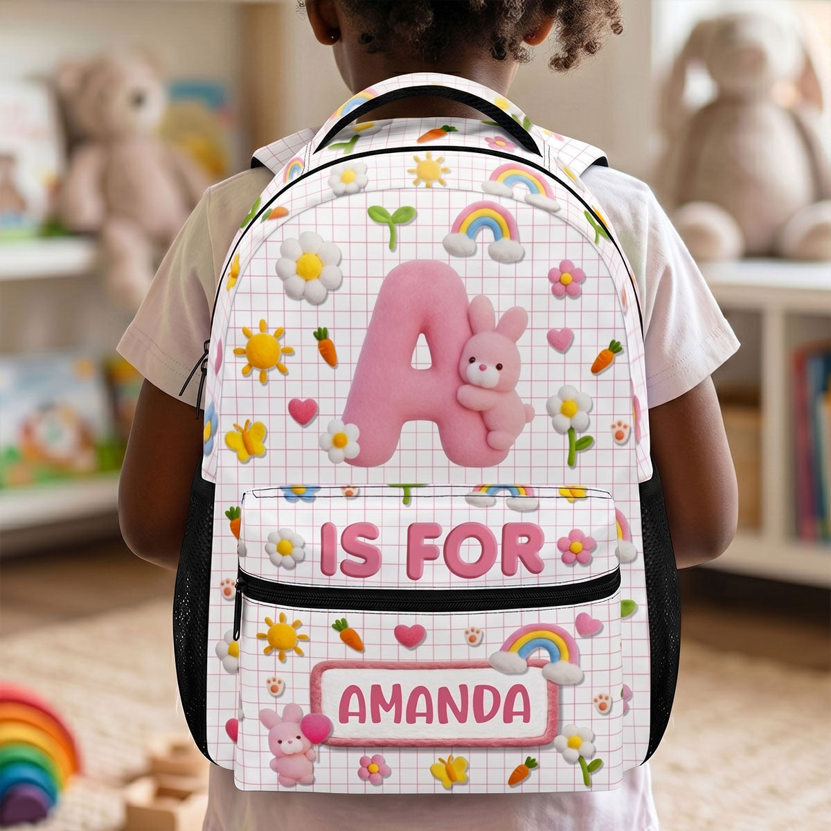 Fluffy Bunny Custom Alphabet - Personalized Backpack