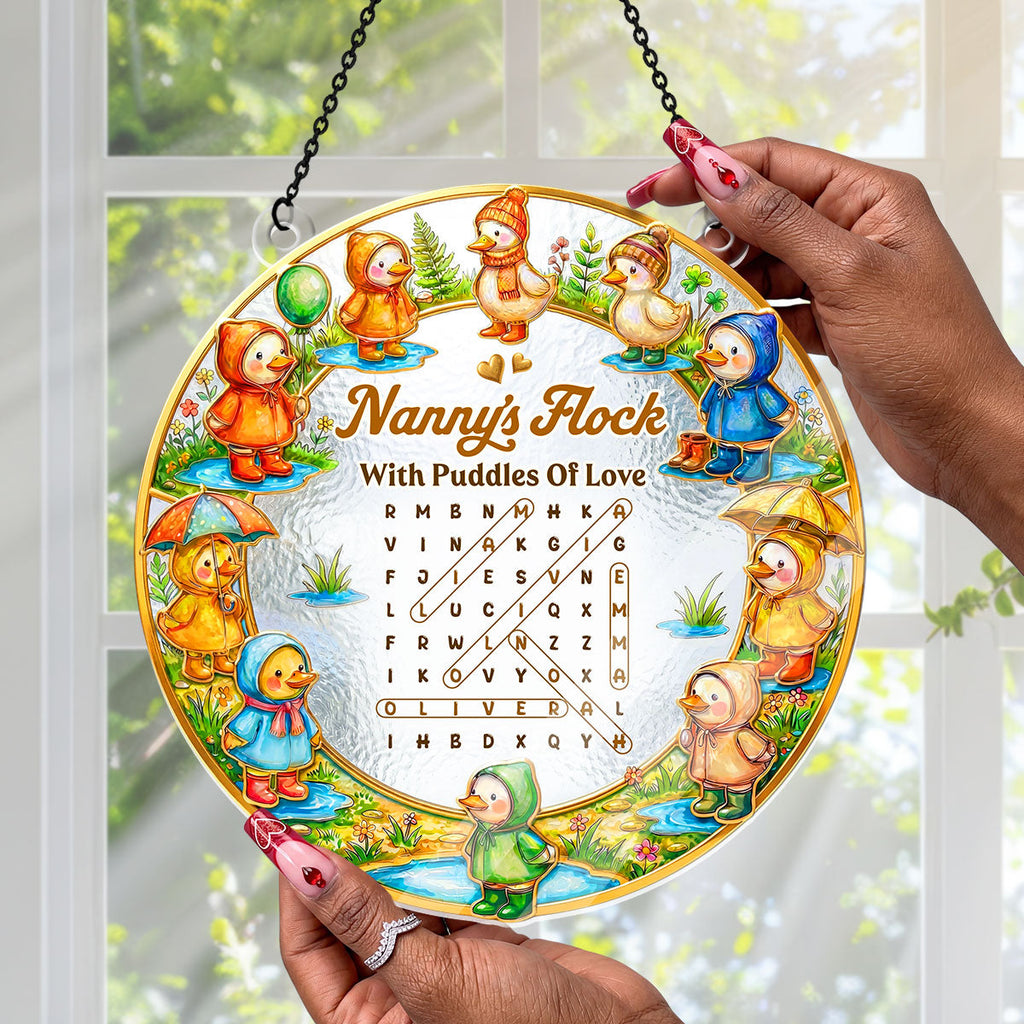 Raincoat Family Flock - Personalized Acrylic Suncatcher