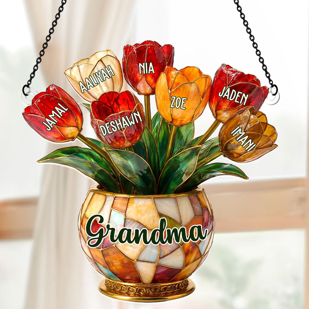 Grandma’s Blooming Love - Personalized Acrylic Suncatcher