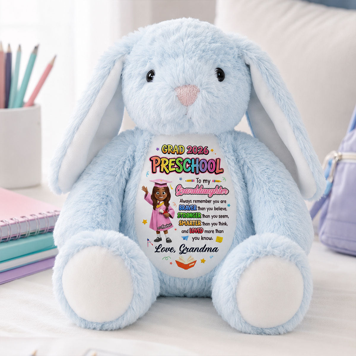 Preschool Kindergarten Graduation - Personalized Stuffed Bunny