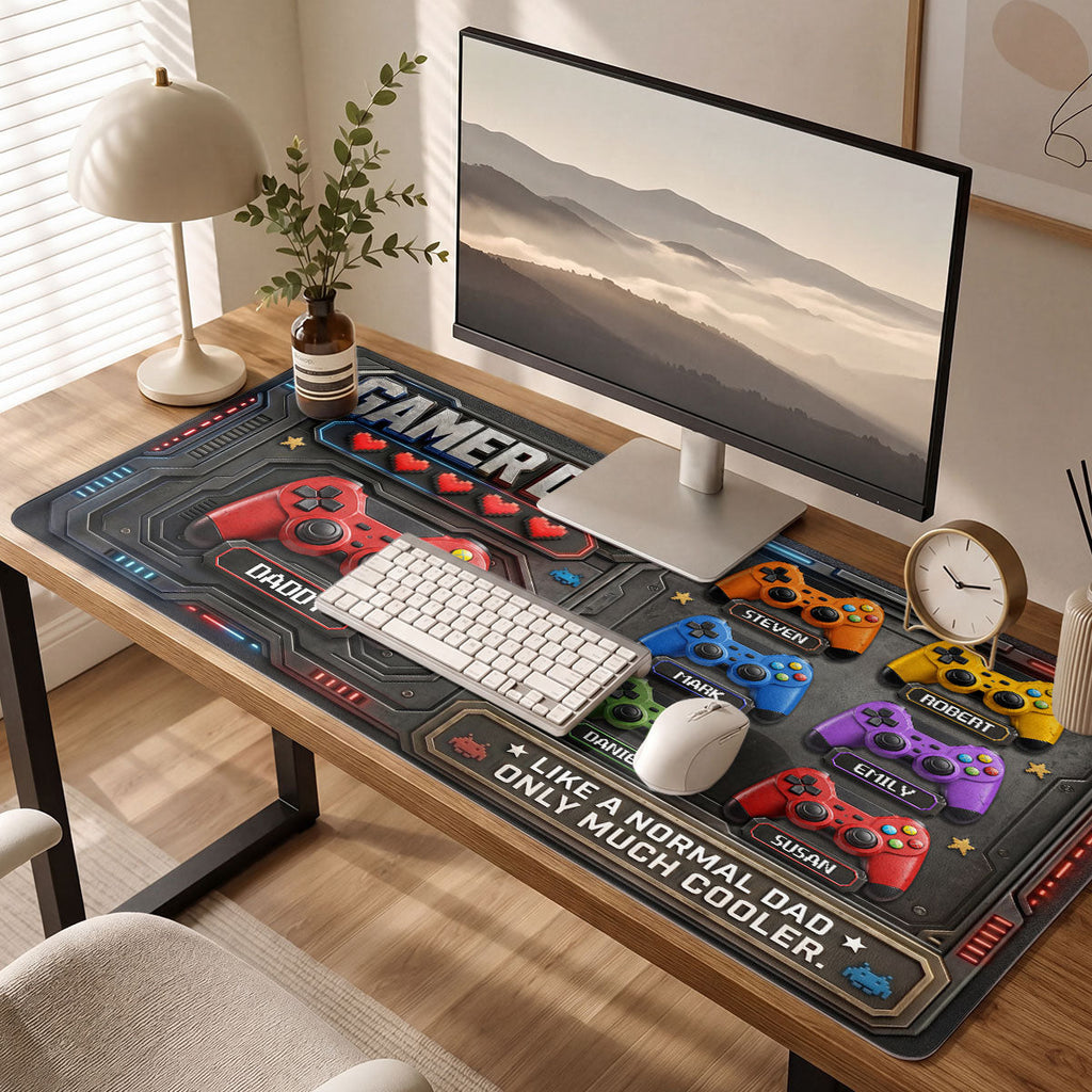 Gamer Dad Much Cooler - Personalized Leather Desk Mat