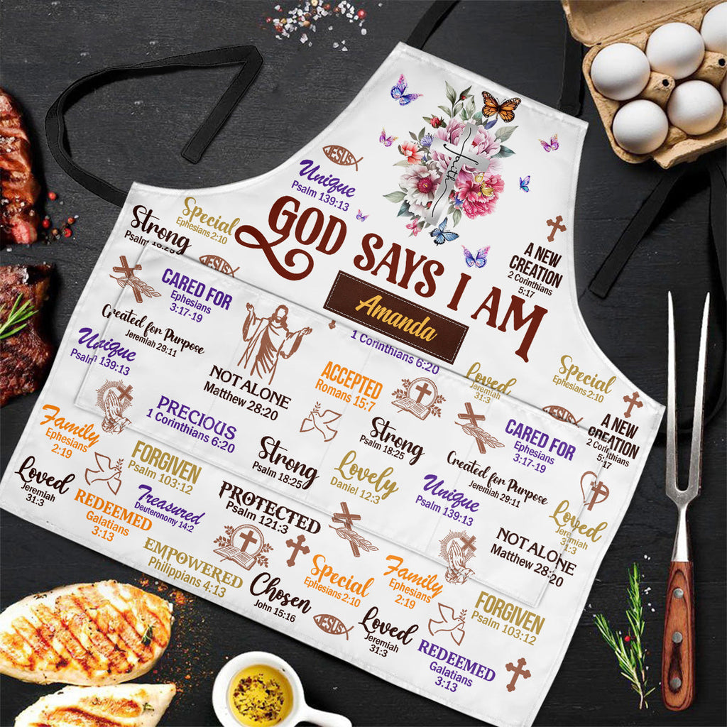 God Says I Am - Personalized Apron With Pocket