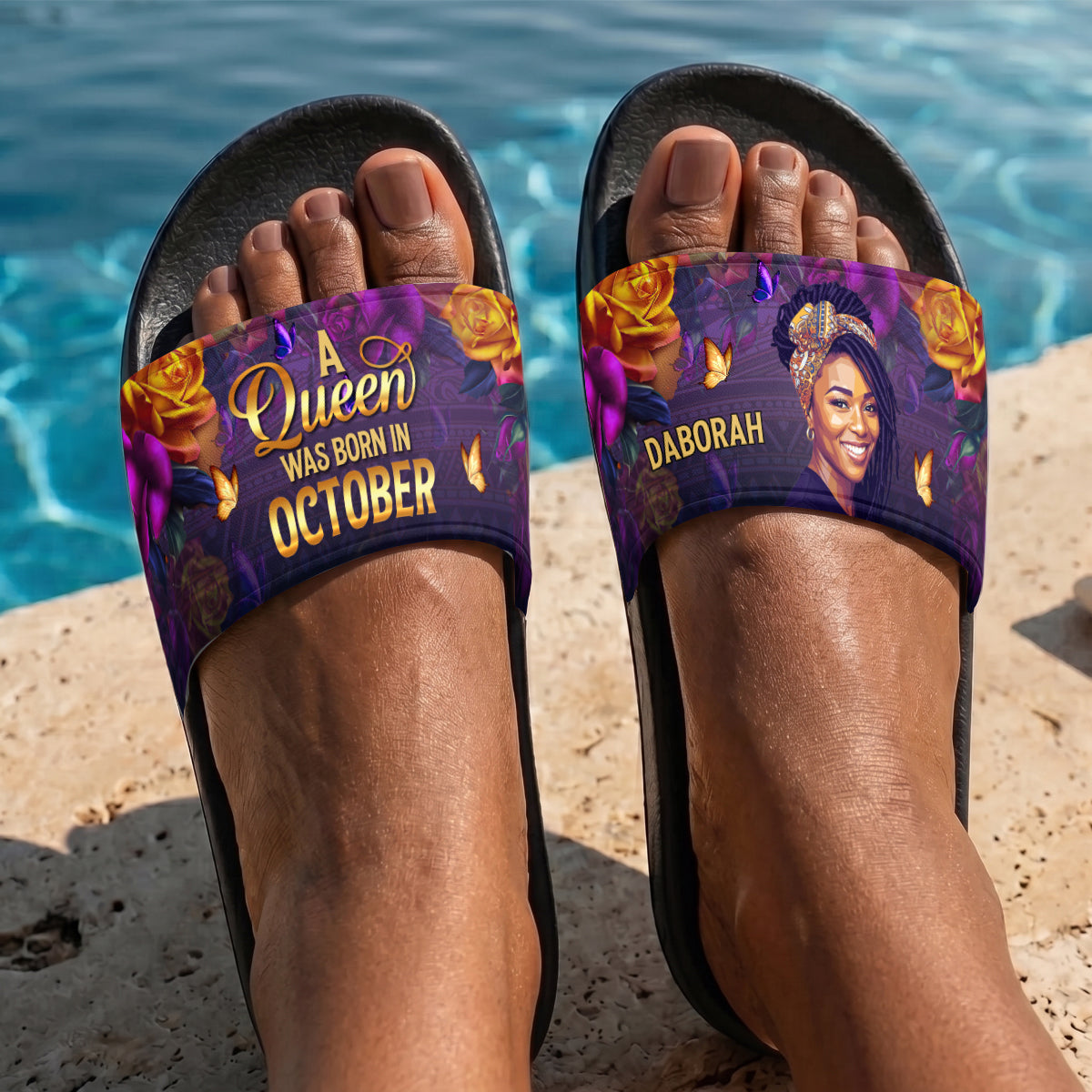 A Beautiful Queen - Personalized Slide Sandals