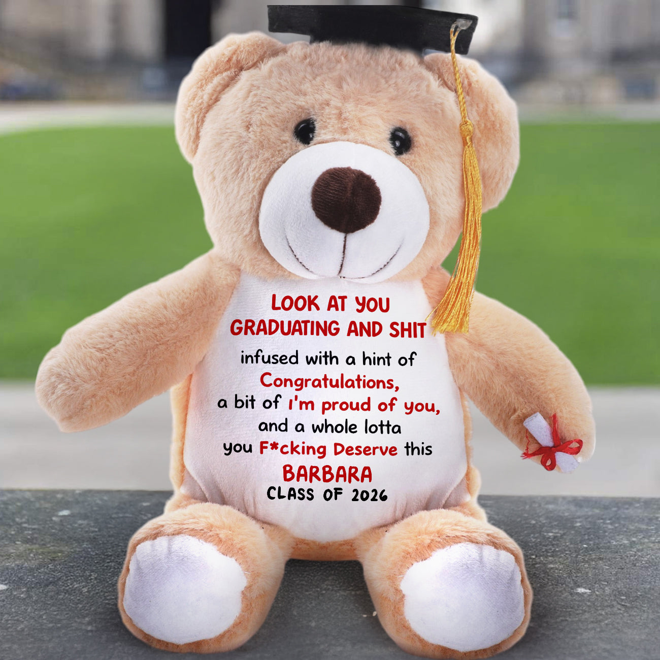 Look At You Graduating And Shit - Personalized Graduation Teddy Bear