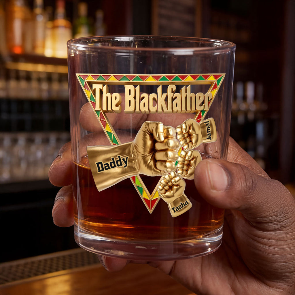 The Black Father - Personalized Round Whiskey Glass