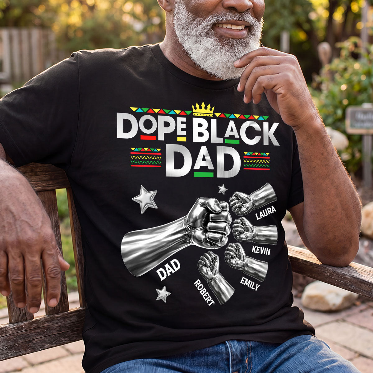 Dope Black Dad Fist Bump New Version Gift For Dad, Husband - Personalized 2D Unisex T-shirt