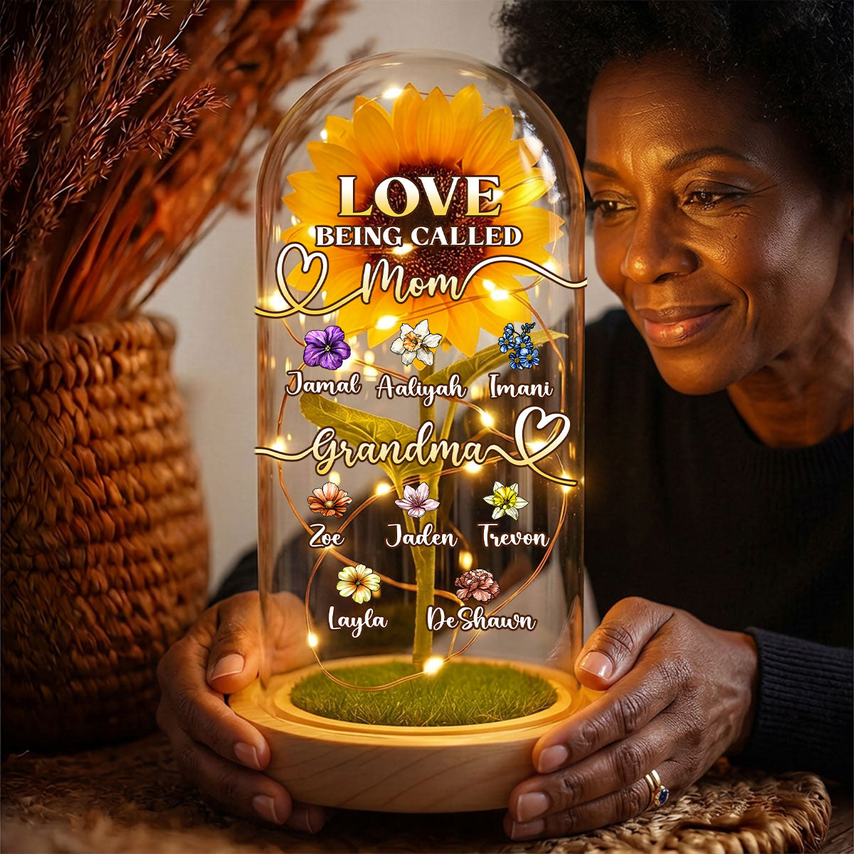 Love Being Called Grandma - Personalized Sunflower Dome Lamp