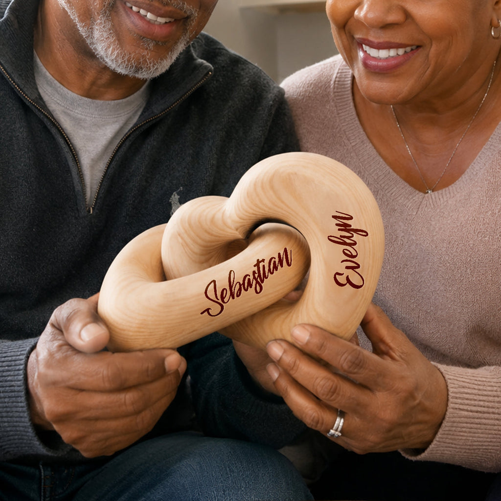 Can't Be Without Each Other - Personalized Interlocking Wooden Hearts