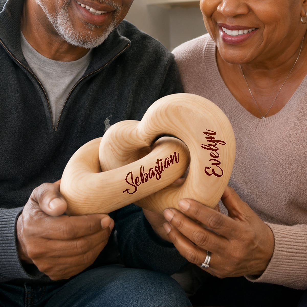 Can't Be Without Each Other - Personalized Interlocking Wooden Hearts