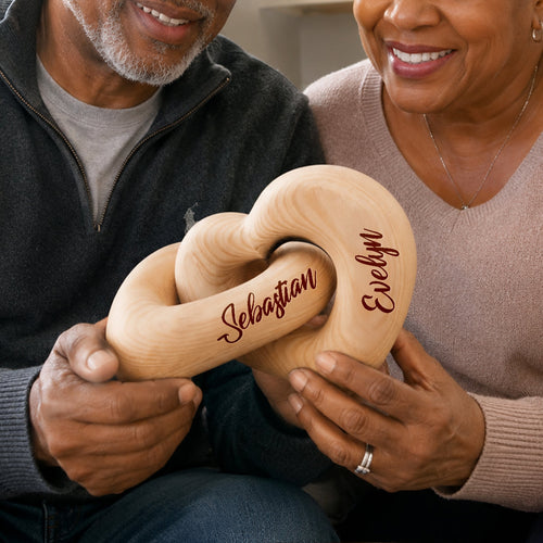Can't Be Without Each Other - Personalized Interlocking Wooden Hearts