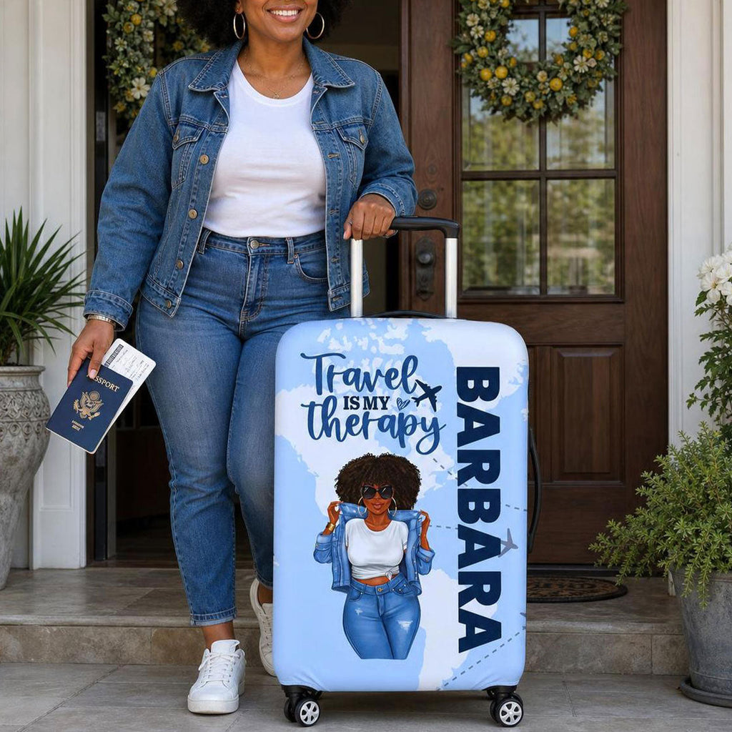 Travel Is My Therapy - Personalized Luggage Cover