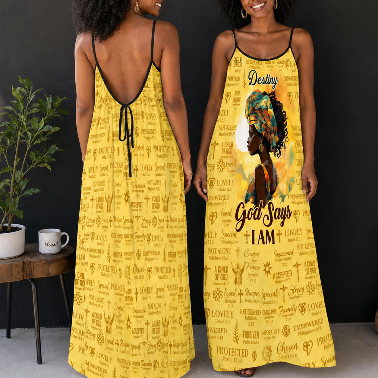 God Says I Am - Personalized Backless Cami Maxi Dress