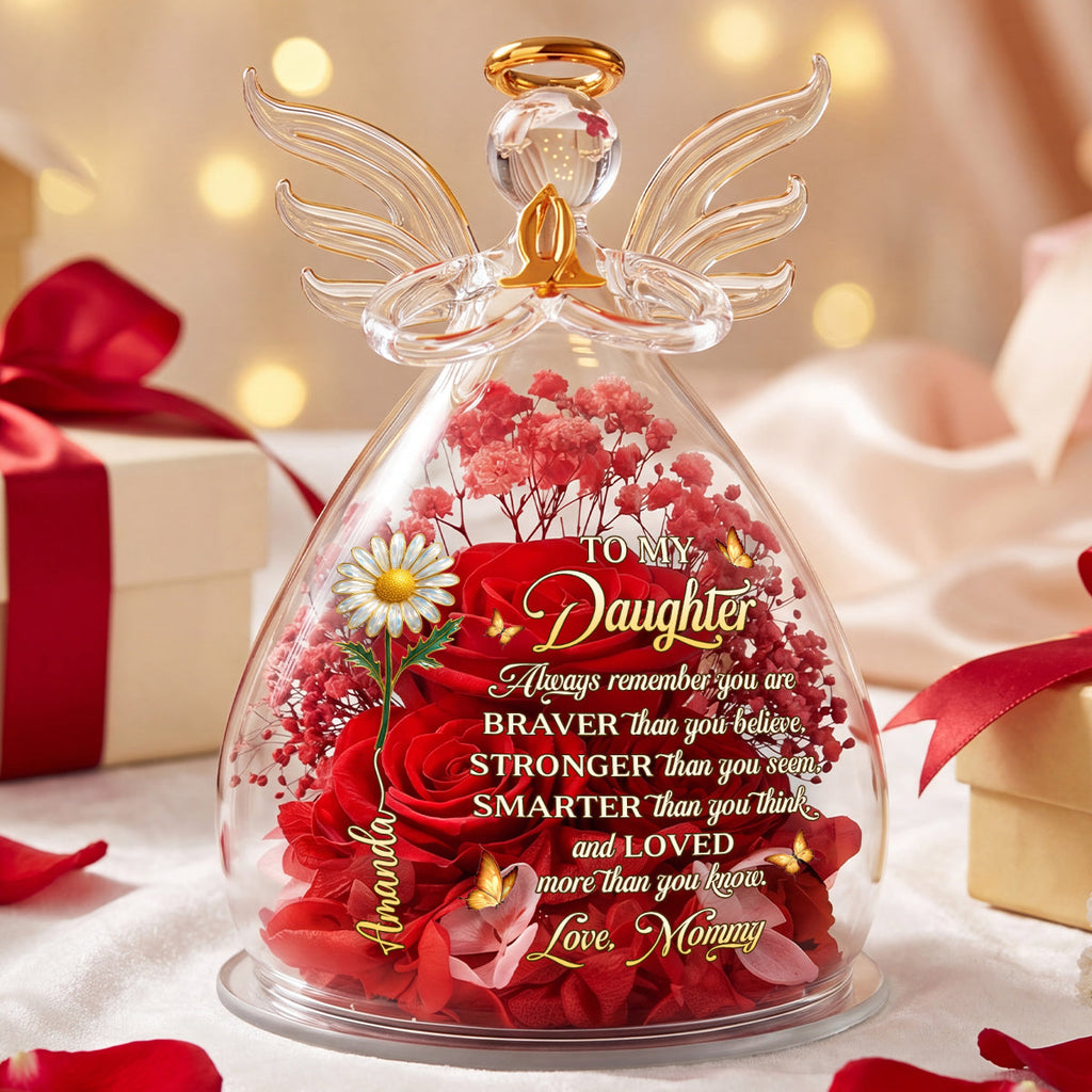 You Are Loved More Than You Know - Personalized Angel Dome With Preserved Flowers