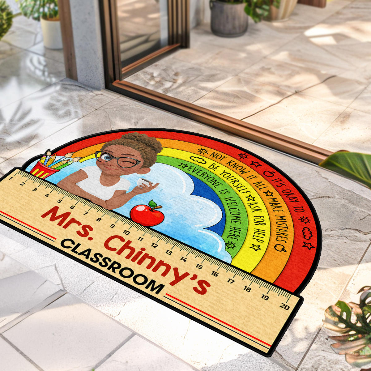 Everyone Is Welcome In My Classroom - Personalized Custom Shape Doormat